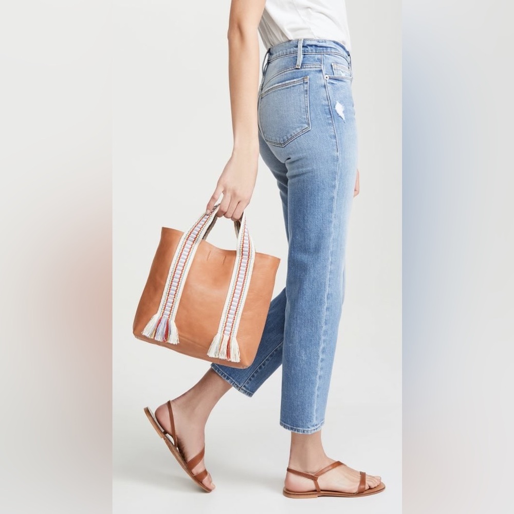 Madewell The Small Transport Desert Camel Tote Multi Color Woven Handle Edition